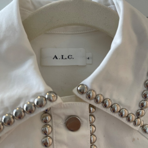A.L.C STUDDED JACKET WHITE DENIM - Picture 2 of 13